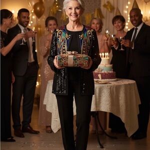 Vintage Jean for Joseph LeBon Black Beaded Jacket Silk Lining